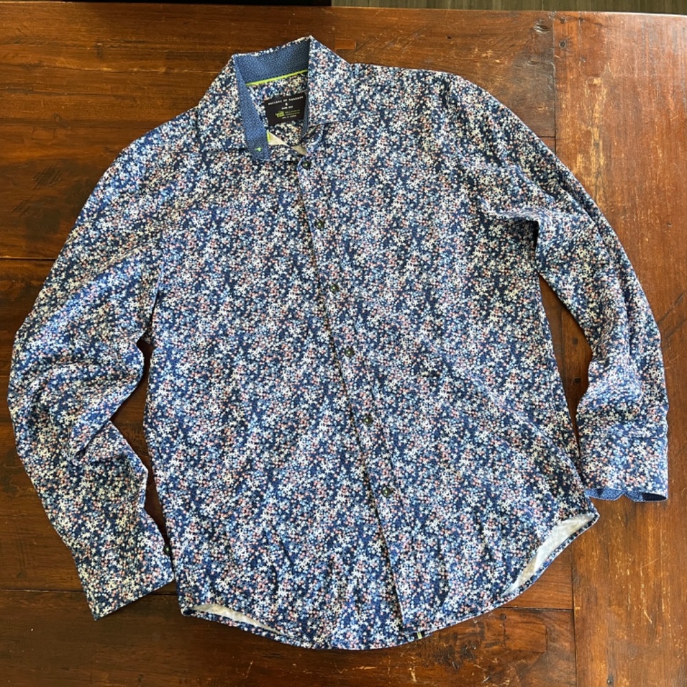 Society of Threads Slim Fit Floral Print Performance Stretch Button Down Shirt S